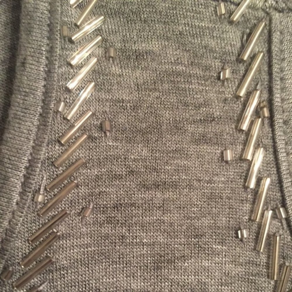 Greay beaded Cold Shoulder Long Sleeve Top - Picture 3 of 3